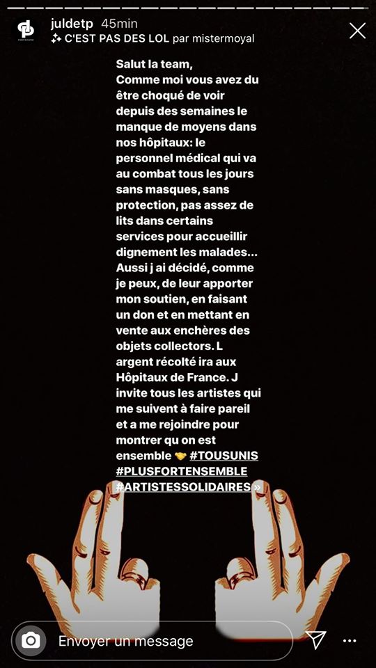 , Le rappeur Jul fait don de 30.000 euros aux hôpitaux et lance une vente aux enchères, Made in Marseille