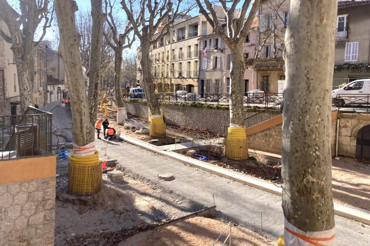 cours Sextius, La v&eacute;g&eacute;talisation du cours Sextius et l&rsquo;am&eacute;nagement du jardin des Thermes en chantier &agrave; Aix, Made in Marseille