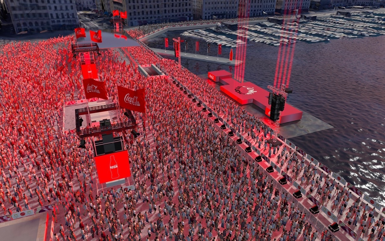 Soprano, Soprano et Alonzo sur la scène flottante de Coca-Cola pour l’arrivée de la flamme, Made in Marseille
