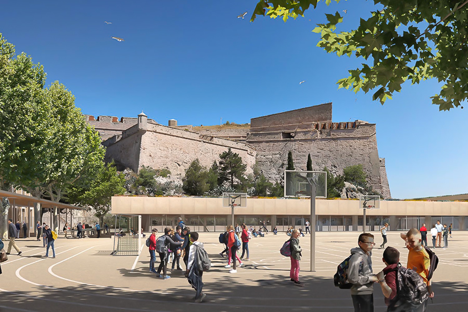 caserne, En images | Au pied du fort Saint-Nicolas, la caserne d&rsquo;Aurelle se transforme en collège, Made in Marseille