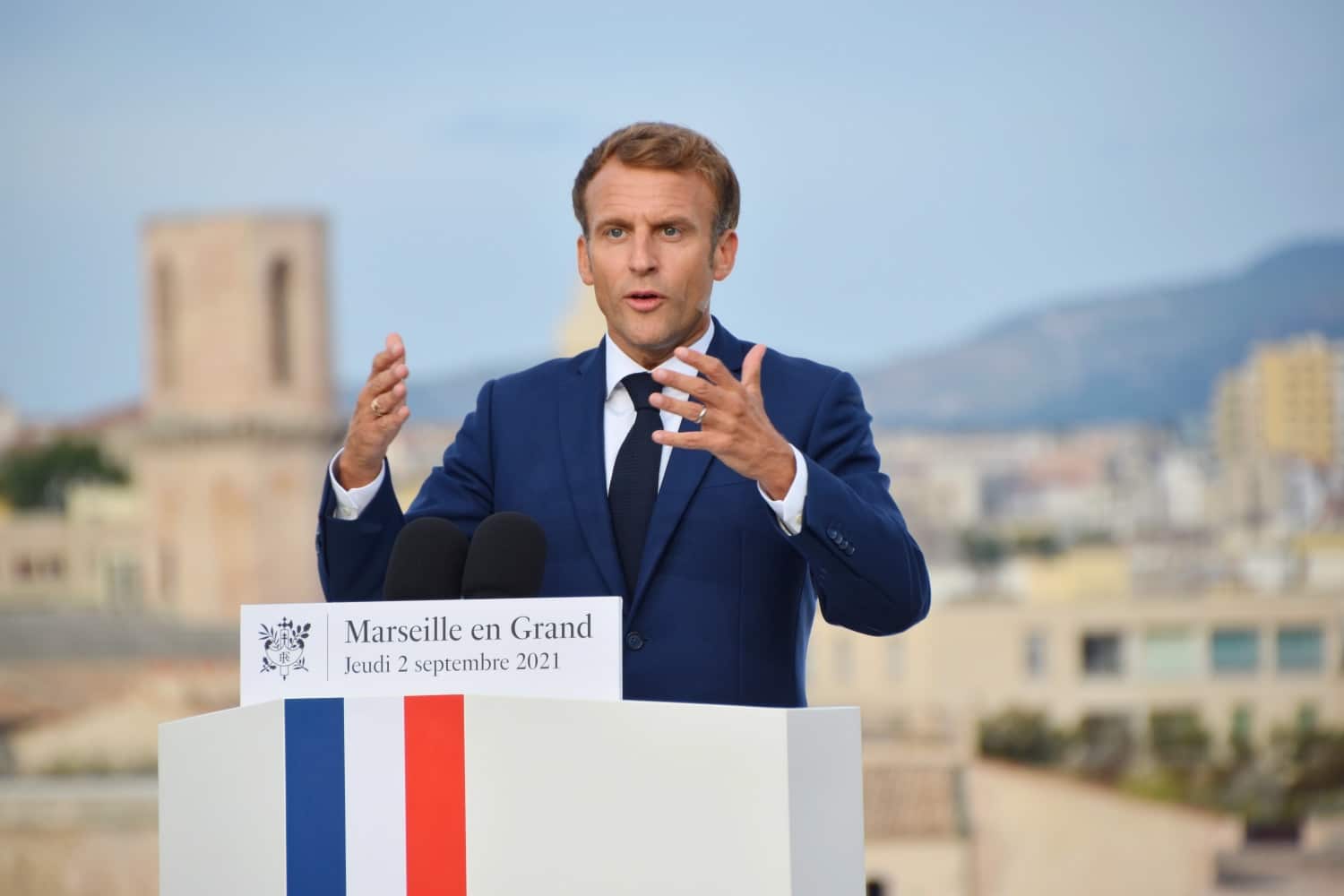 Macron, Emmanuel Macron en meeting à Marseille dans les jardins du Pharo, Made in Marseille