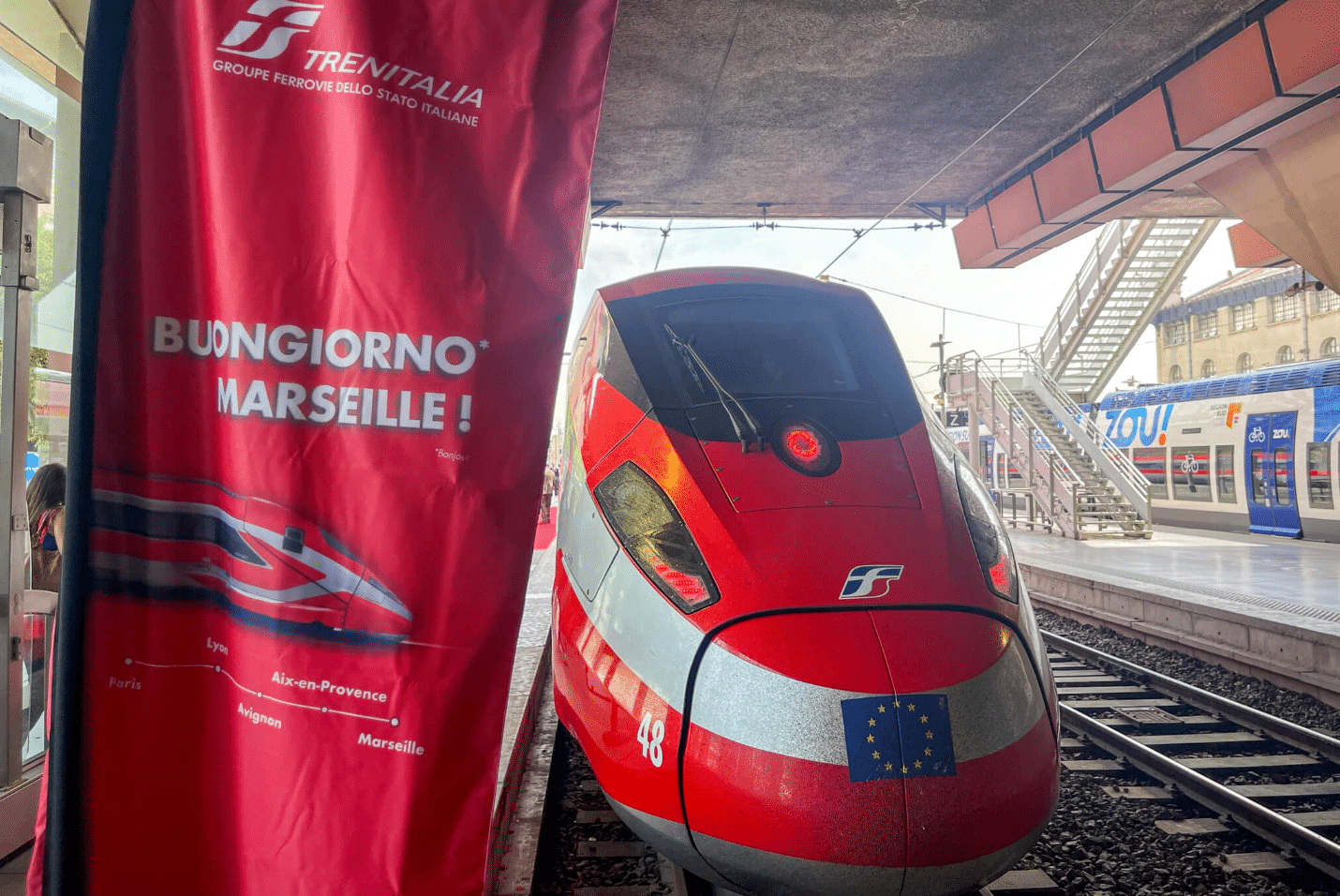 trenitalia, Les images du nouveau train Trenitalia Paris-Marseille en gare Saint-Charles, Made in Marseille